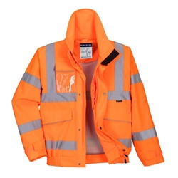 Portwest Hi-Vis Extreme Rain Bomber Jacket . Size/Fit  XXL/R, Orange. Style S591