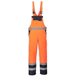 Portwest Hi-Vis Contrast Winter Bib and Brace. Size/Fit  L/R, Orange. Style S489