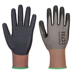 Portwest CT Cut C18 Nitrile Glove. Size/Fit  S/R, Grey/Black. Style CT32