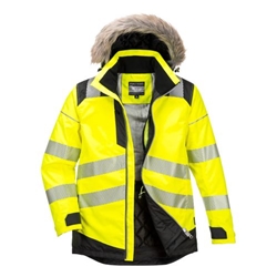Portwest PW3 Hi-Vis Winter Parka Jacket. Size/Fit  4XL/R, Yellow/Black. Style PW369