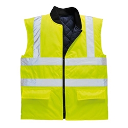 Portwest Hi-Vis Reversible Bodywarmer. Size/Fit  M/R, Yellow. Style S469