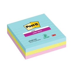 Post-It Super Sticky XL Notes 101x101mm Lined Miami (Pack of 3) 675-SS3-MIA x3 + FREE Contigo Travel Mug