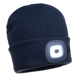 Portwest  Rechargeable LED Beanie . Size/Fit  /R, Navy. Style B029
