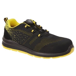 Portwest Composite Wire Lace Safety Trainer Knit S1P. Size/Fit  45/Y, Black/Yellow. Style FT08