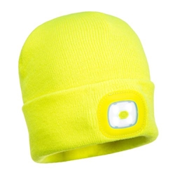 Portwest  Rechargeable LED Beanie . Size/Fit  /R, Yellow. Style B029