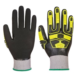 Portwest Impact D18 Nitrile Sandy TPR Waterproof Glove. Size/Fit  L/R, Grey/Black. Style AP55