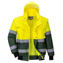 Portwest Hi-Vis 3-in-1 X Back Contrast Bomber Jacket . Size/Fit  XL/R, Yellow/Green. Style C565