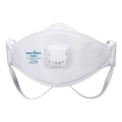 Portwest Trifold Valved Dolomite FFP3 Respirator (Pk10). Size/Fit  /R, White. Style P361