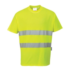 Portwest Hi-Vis Cotton Comfort T-Shirt S/S . Size/Fit  S/R, Yellow. Style S172