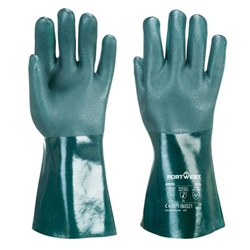 Portwest Chem 350 PVC Double Dipped Gauntlet. Size/Fit  XXL/R, Green. Style A835