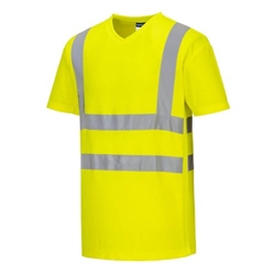 Portwest Hi-Vis Cotton Comfort Mesh Insert T-Shirt S/S . Size/Fit  L/R, Yellow. Style S179