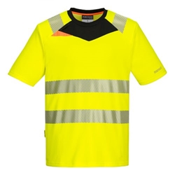Portwest DX4 Hi-Vis T-Shirt S/S . Size/Fit  S/R, Yellow/Black. Style DX413