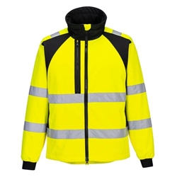 Portwest WX2 Eco Hi-Vis Softshell (2L). Size/Fit  XXL/R, Yellow/Black. Style CD875