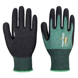 Portwest SG Cut B18 Eco Nitrile Glove. Size/Fit  XS/R, Green/Black. Style AP15