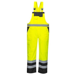 Portwest Hi-Vis Breathable Contrast Rain Bib and Brace. Size/Fit  4XL/R, Yellow/Black. Style S488