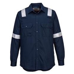 Portwest Bizflame Work Lightweight FR Shirt. Size/Fit  M/R, Navy. Style FR720