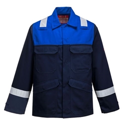 Portwest Bizflame Work Two Tone FR Jacket. Size/Fit  L/R, Navy/Royal. Style FR55