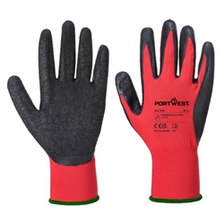Portwest Grip 13 Latex Crinkle Glove. Size/Fit  XL/R, Red/Black. Style A174