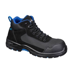 Portwest Composite Textile Suede Mid Boot S3L HRO SR FO. Size/Fit  38/B, Black/Blue. Style FC22