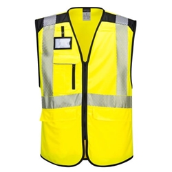 Portwest PW3 Hi-Vis Executive Vest . Size/Fit  XL/R, Yellow/Black. Style PW309