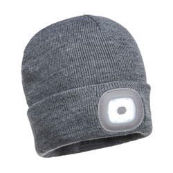 Portwest  Rechargeable LED Beanie . Size/Fit  /R, Grey. Style B029