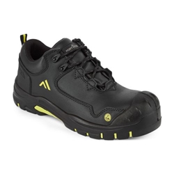 Portwest Composite Action Leather Low Shoe S3S ESD HRO SR SC FO. Size/Fit  42/Y, Black/Yellow. Style FC19