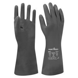 Portwest Chem 380 Neoprene Gauntlet. Size/Fit  M/R, Black. Style A820