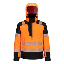 Portwest PW3 Hi-Vis Overhead Rain Jacket (3L). Size/Fit  XXXL/R, Orange/Black. Style T161