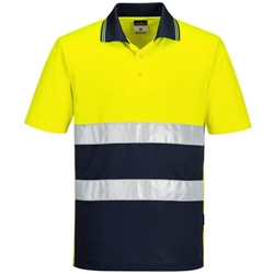Portwest Hi-Vis Lightweight Contrast Polo Shirt S/S . Size/Fit  4XL/R, Yellow/Navy. Style S175
