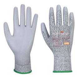 Portwest Cut B13 PU Glove. Size/Fit  XL/R, Grey. Style A620