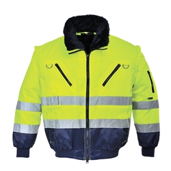 Portwest Hi-Vis 3-in-1 Contrast Pilot Jacket . Size/Fit  M/R, Yellow/Navy. Style PJ50