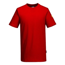 Portwest Anti-Static ESD T-Shirt S/S. Size/Fit  S/R, Deep Red. Style AS20