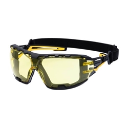 Portwest Anthracite Wraparound Plus Safety Glasses. Size/Fit  /R, Amber. Style PR02