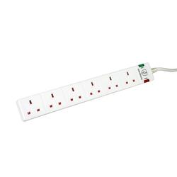 5 Star 6-Gang Surge Protection Extension Lead 2m White FS668151