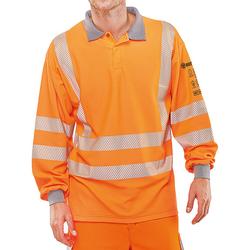Beeswift Orange Arc Flash Long Sleeve Polo Shirt Go/Rt Standards 4XL