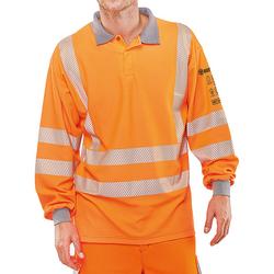 Beeswift Orange Arc Flash Long Sleeve Polo Shirt Go/Rt Standards Xl