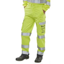 Beeswift High Visibility Trousers Saturn Yellow/Navy Blue 48T