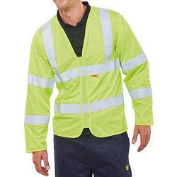 Beeswift Fire Retardant High Visibility Long Sleeve Jerkin Yellow 4XL