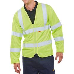 Beeswift Yellow Fire Retardant High Visibility Long Sleeve Jerkin Xl