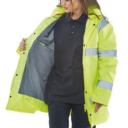 Beeswift Fleece Lined High Visibility Traffic Jacket Saturn Yellow 4XL