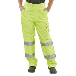 Beeswift Ladies Polycotton High Visibility Trousers Saturn Yellow 28