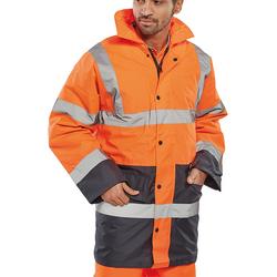 Beeswift Orange/Blue Two Tone High Visibility Traffic Jacket /Navy S