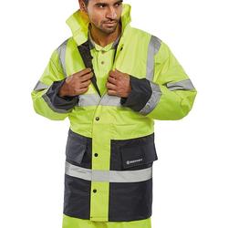 Beeswift Two Tone High Visibility Traffic Jacket Yellow/Navy XL