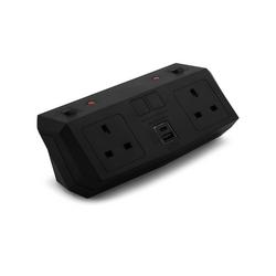 On Desk Power Module 2xUK Socket Dual USB Port Type A+C PD/QC Charger