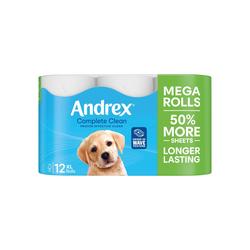 Andrex Complete Clean Mega Toilet Roll 2-Ply 290 Sheets Per Pack 12