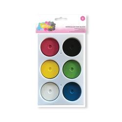 Artiste Watercolour Paint Blocks 6 Colours Assorted DOA 771005