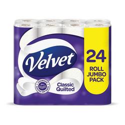 Velvet Classic Quilted Toilet Roll 3-Ply 150 Sheets Per Roll Pack 24