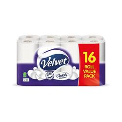 Velvet  Classic Quilted Toilet Roll 3 Ply (Pack of 16) 