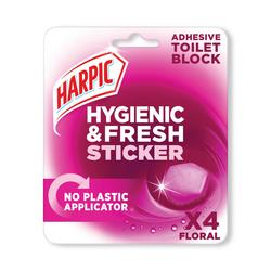 Harpic Hygienic Fresh Sticker Adhesive Toilet Block Floral x4 Tabs (Pack of 6) 3275290