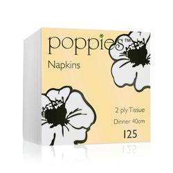 Poppies White 2-Ply Napkins 4 Fold 40Cm (Pack Of 2000) 4024Wh/Case